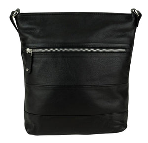Franco Bonini - 1304 Striped Leather Shoulder Bucket Bag - Black