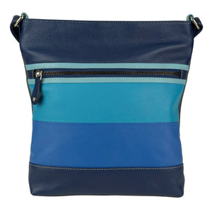 Franco Bonini - 1304 Striped Leather Shoulder Bucket Bag - Blue Multi