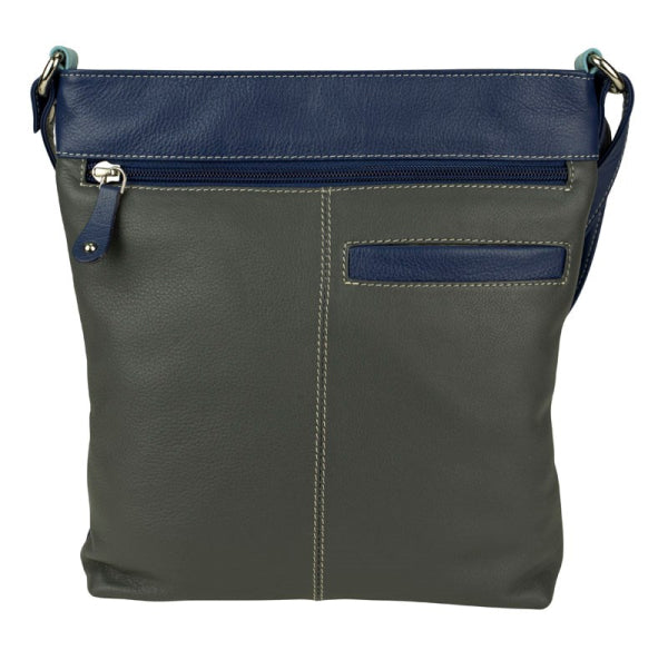 Franco Bonini - 1304 Striped leather shoulder bucket bag - Blue Multi - 0