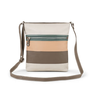 Franco Bonini - 1304 Striped Leather Shoulder Bucket Bag - Bone Multi