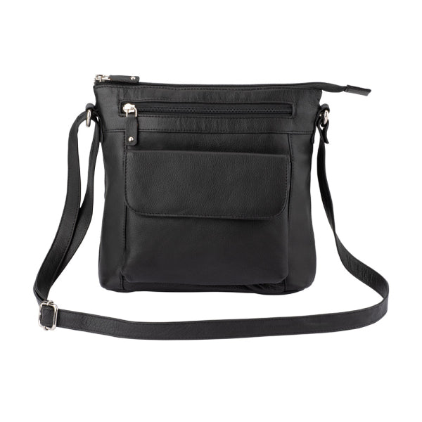 Franco Bonini - 1316 Leather Shoulder Bag with organiser - Black