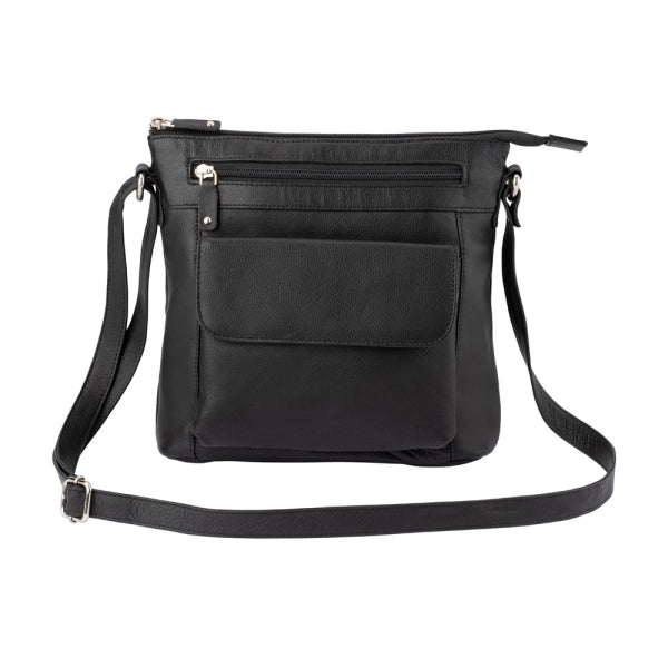 Franco Bonini - 1316 Leather Shoulder Bag with Organiser - Black