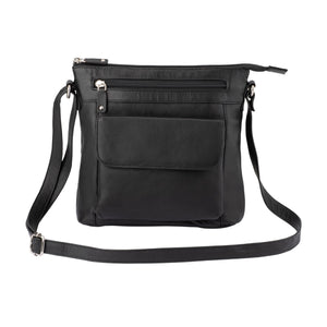 Franco Bonini - 1316 Leather Shoulder Bag with Organiser - Black