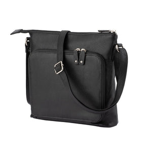 Franco Bonini - 1316 Leather Shoulder Bag with Organiser - Black