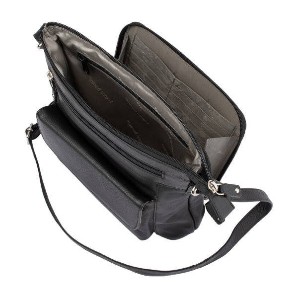 Franco Bonini - 1316 Leather Shoulder Bag with organiser - Black-3