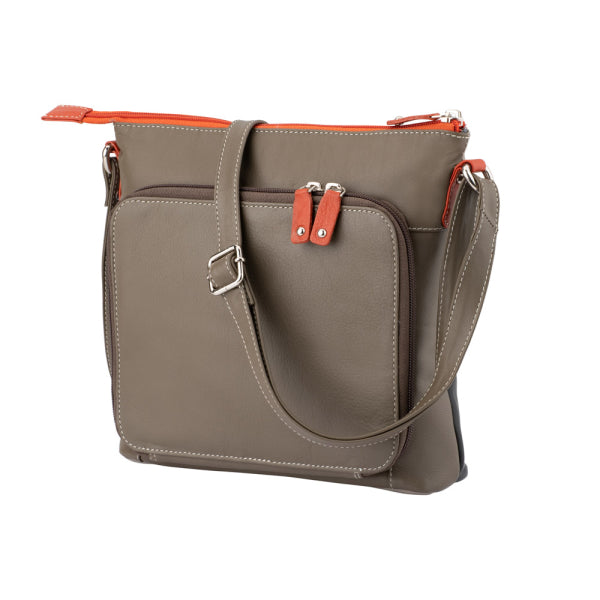 Franco Bonini - 1316 Leather Shoulder Bag with organiser - Orange Multi-2
