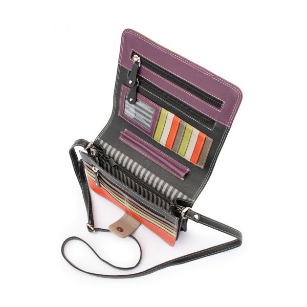 Franco Bonini - 1321 Leather Organised Handbag - Purple/Multi