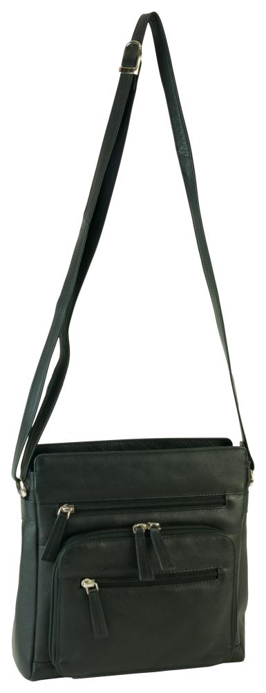 Franco Bonini - 1422 Leather Shoulder Bag with Organiser - Black