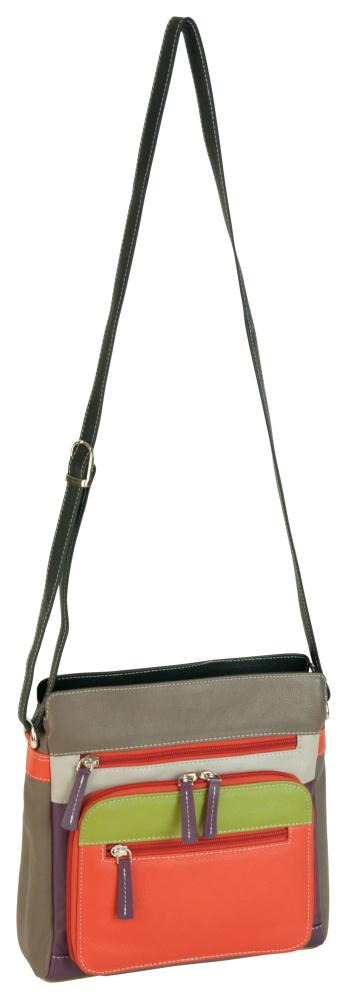 Franco Bonini - 1422 Leather Shoulder Bag with Organiser - Orange Multi