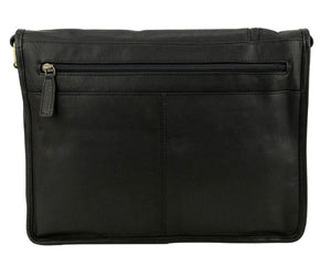 Franco Bonini - 15-0017 Leather Flap Messenger Business Bag- Black