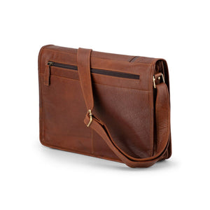 Franco Bonini - 15-0017 Leather Flap Messenger Business Bag- Cognac