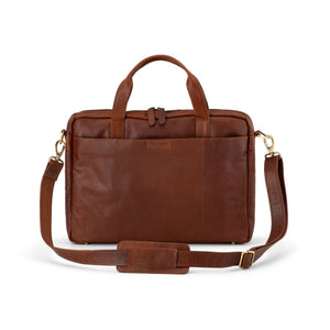 Franco Bonini - 15-0024BFK 2 Handle Leather Briefcase W Shoulder Strap - Cognac