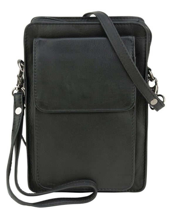 Franco Bonini - 17-100 Leather Mens Organised Wrist Bag - Black