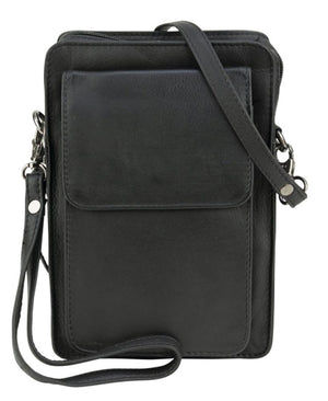 Franco Bonini - 17-100 Leather Mens Organised Wrist Bag - Black