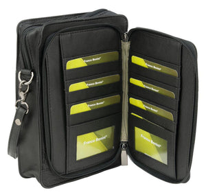 Franco Bonini - 17-100 Leather Mens Organised Wrist Bag - Black