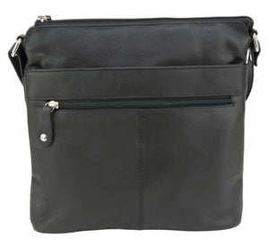 Franco Bonini - 1795 Top Zip Long Strap Leather Shoulder Bag - Black