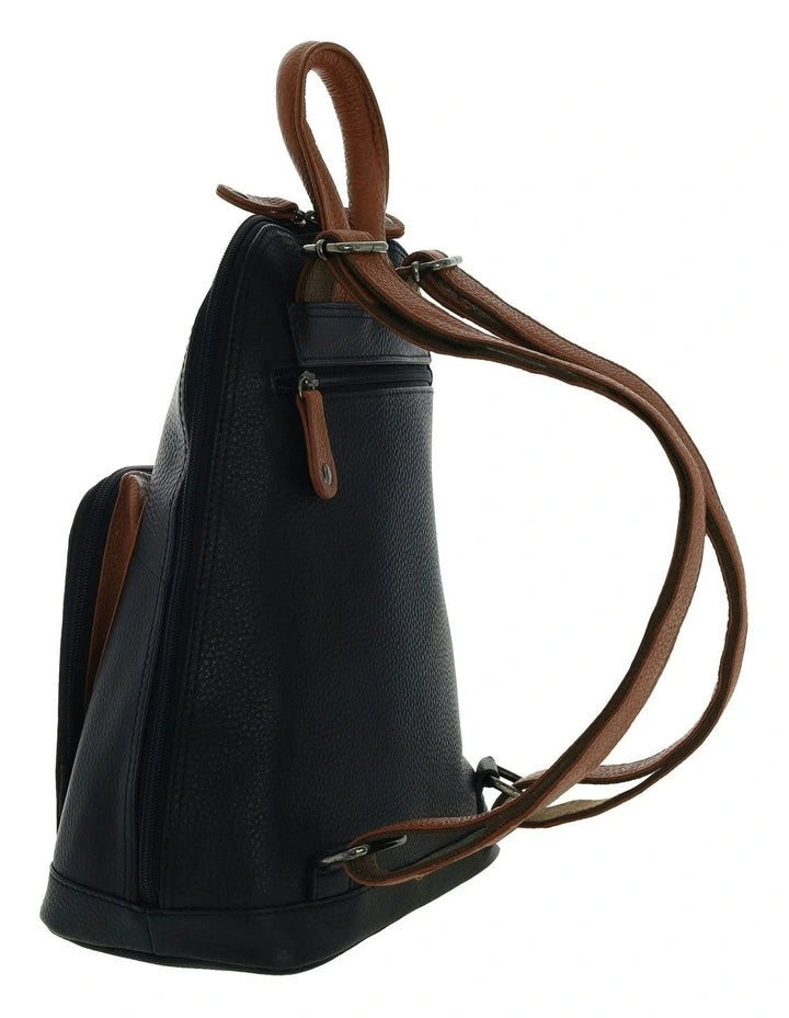 Milleni - NL10767 Leather backpack - Black/Cognac