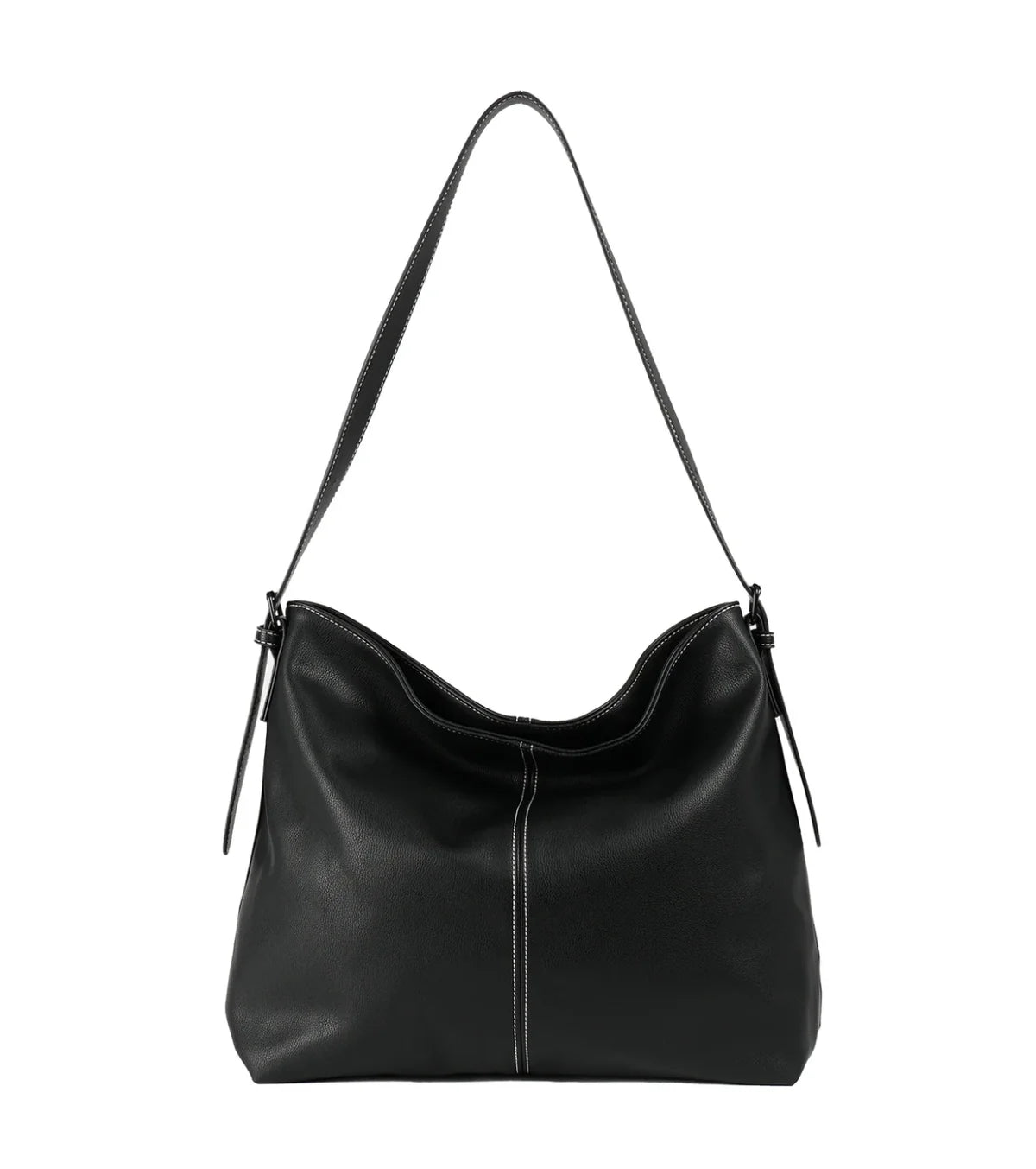 Verona - VTB-0015 2 Strap leather tote zip top - Black