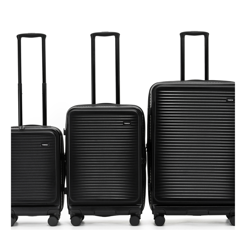 Tosca - ZEN Set of 3 (L-M-S) Top Lid opening Suitcases - Black
