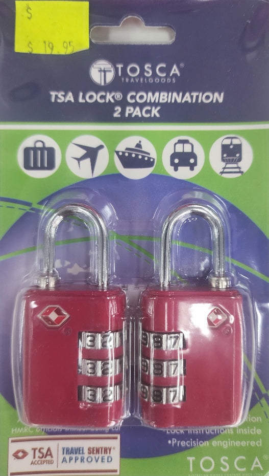 Tosca - TCA051 2 pack TSA Combination Lock - Pink
