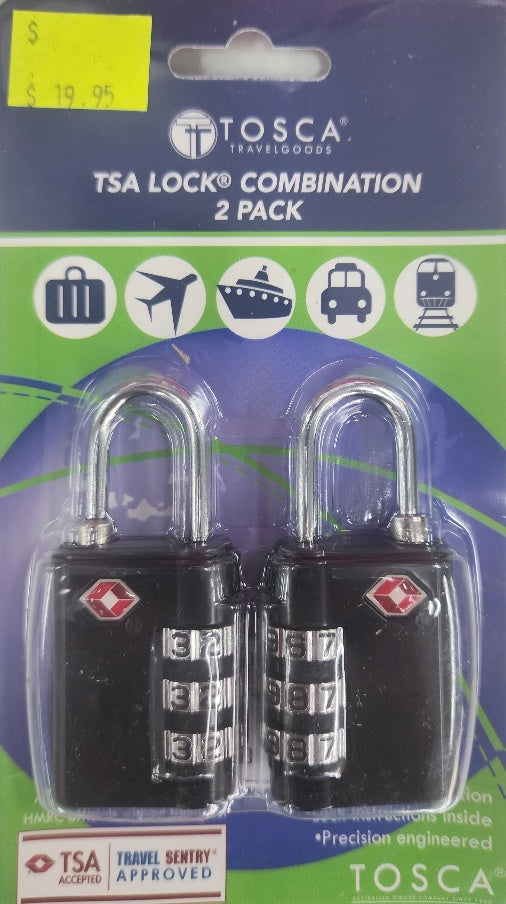 Tosca - TCA051 2 Pack TSA Combination Lock - Black