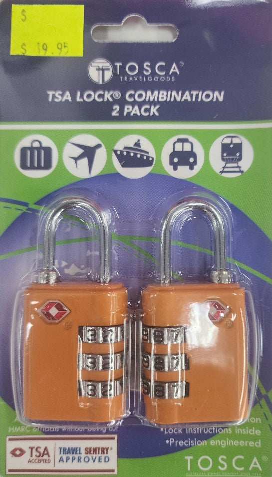 Tosca - TCA051 2 pack TSA Combination Lock - Orange