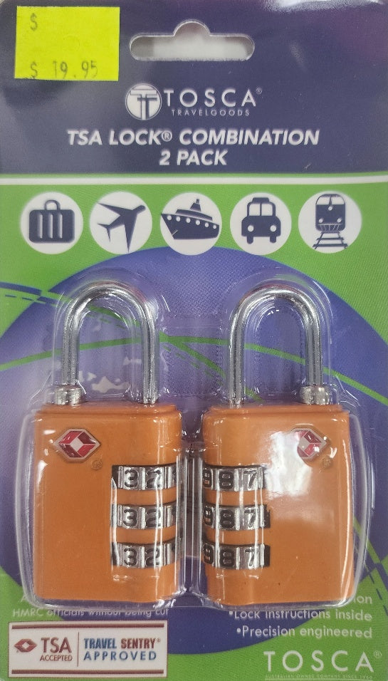 Tosca - TCA051 2 Pack TSA Combination Lock - Orange
