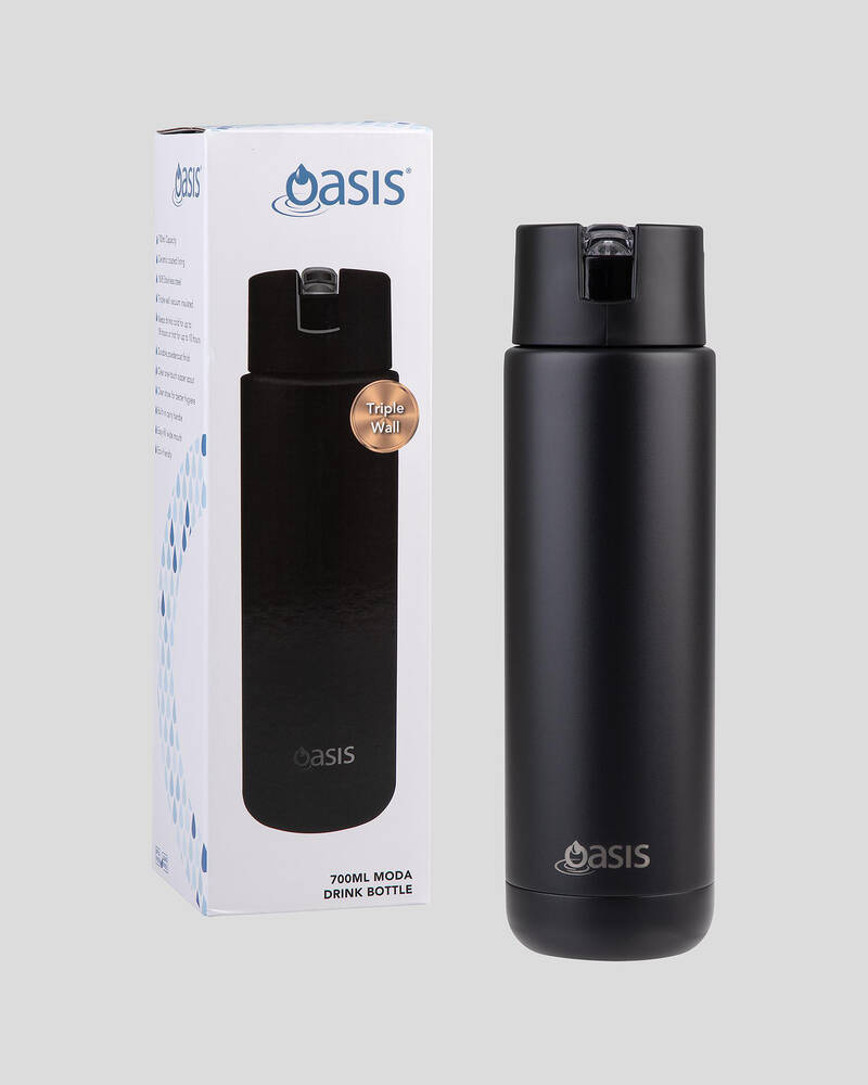 Oasis - 8867 MODA 700Ml Ceramic tripple wall insulated Bottle w Straw - Black - 0