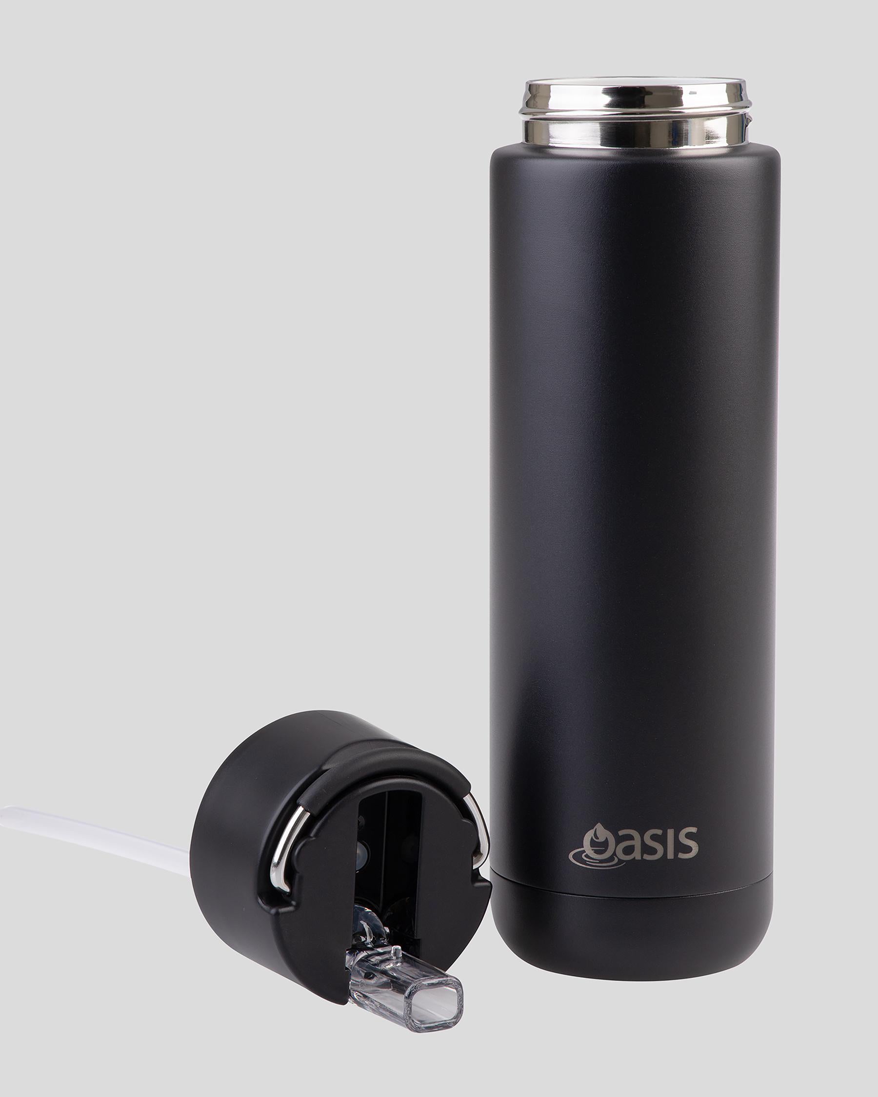 Oasis - 8867 MODA 700Ml Ceramic tripple wall insulated Bottle w Straw - Black