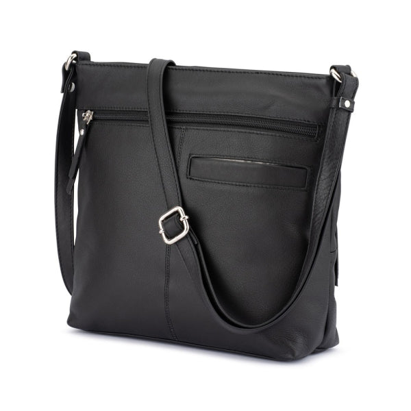Franco Bonini - 21-0022 Leather Long Strap Square Handbag - Black