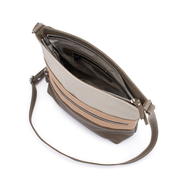 Franco Bonini - 21-0022 Leather Long Strap Square Handbag - Bone/Multi