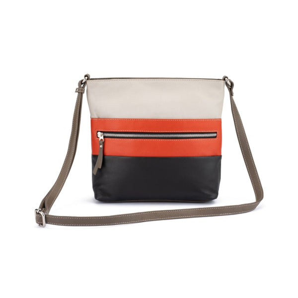 Franco Bonini - 21-0022 Leather Long Strap Square Handbag - Orange Multi