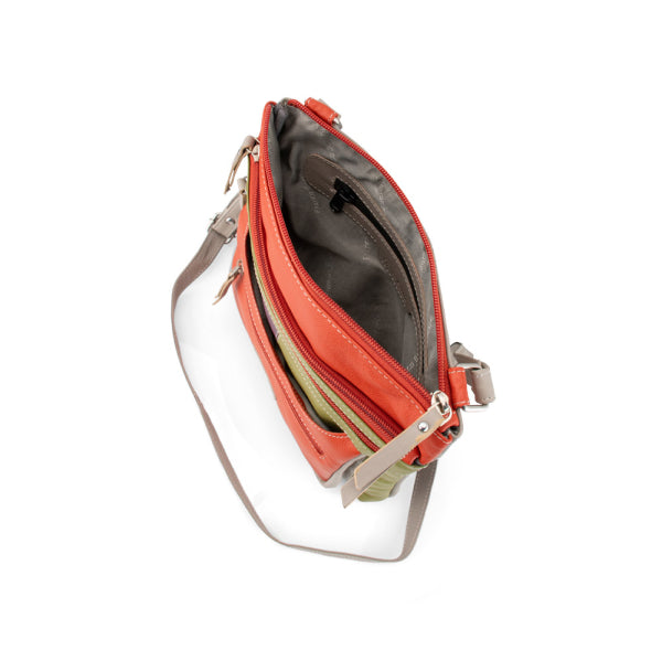 Franco Bonini - 21-0023 Multi Pocket Leather Handbag - Orange Multi