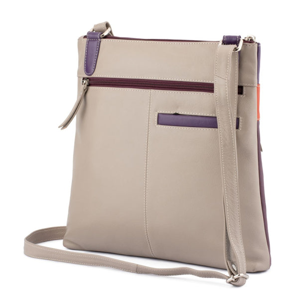 Franco Bonini - 21-0023 Leather front pocket Handbag - Purple/Multi - 0