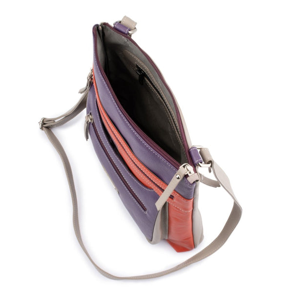 Franco Bonini - 21-0023 Leather Front Pocket Handbag - Purple/Multi
