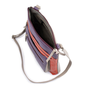 Franco Bonini - 21-0023 Leather Front Pocket Handbag - Purple/Multi