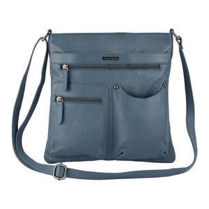 Franco Bonini - 21-0034 Slim Leather Shoulder Bag Front Pockets - New Grey