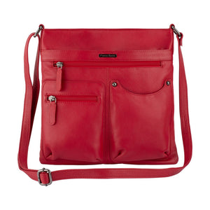 Franco Bonini - 21-0034 Slim Leather Shoulder Bag Front Pockets - Red