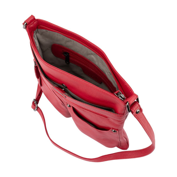 Franco Bonini - 21-0034 Slim Leather shoulder bag front pockets - Red *SP