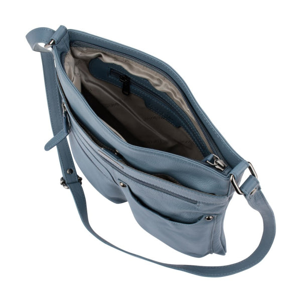 Franco Bonini - 21-0034 Slim Leather Shoulder Bag Front Pockets - New Grey