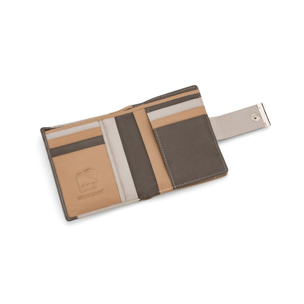 Franco Bonini 21-01 RFID Leather Wallet Removable Card Holder - Bone Multi