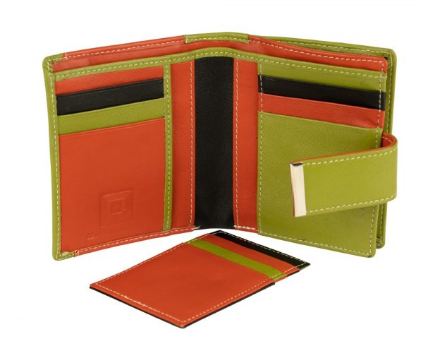 Franco Bonini 21-01 Orange/Multi RFID Leather Wallet Removable Card Holder