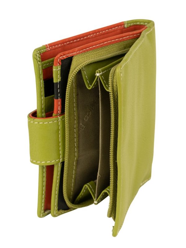Franco Bonini 21-01 Orange/Multi RFID Leather Wallet Removable Card Holder