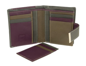 Franco Bonini 21-01 Purple/Multi RFID Leather Wallet Removable Card Holder