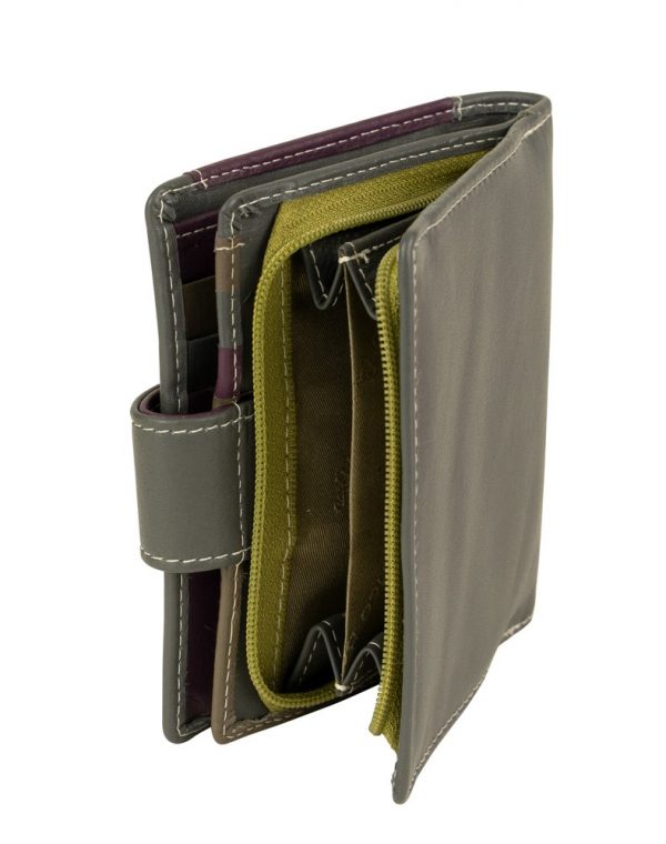 Franco Bonini 21-01 Purple/Multi RFID Leather Wallet Removable Card Holder