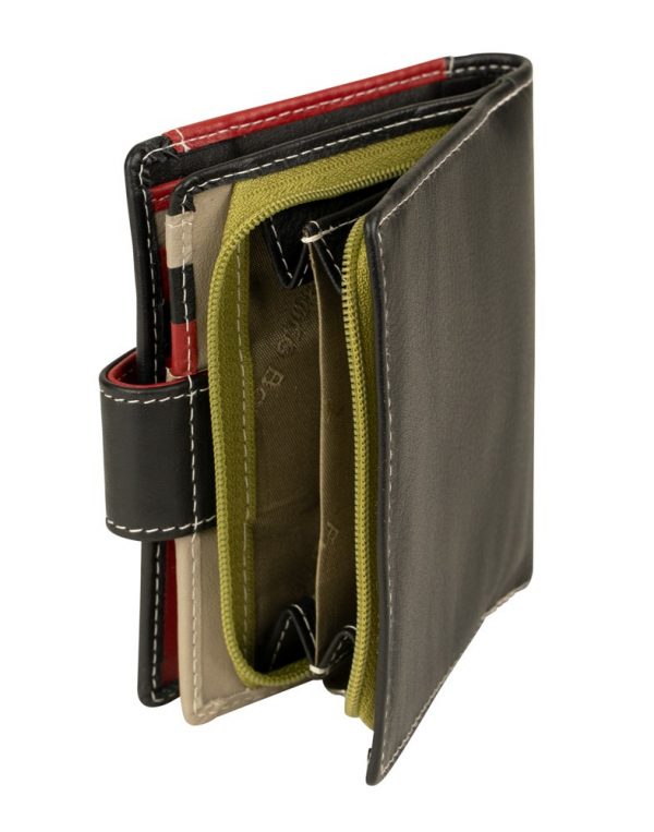 Franco Bonini 21-01 Red/Multi RFID Leather Wallet Removable Card Holder
