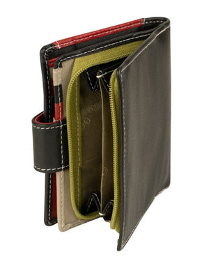 Franco Bonini 21-01 Red/Multi RFID Leather Wallet Removable Card Holder