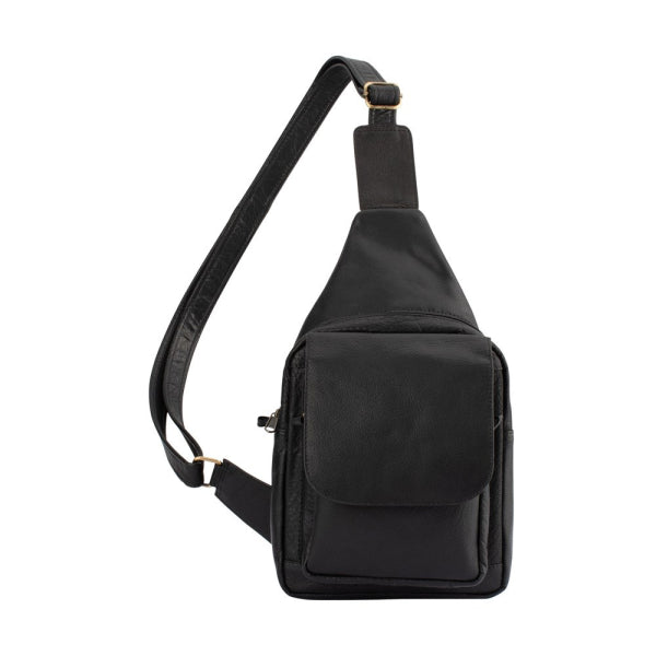 Franco Bonini - 23-0010 Leather sling backpack - Black-1