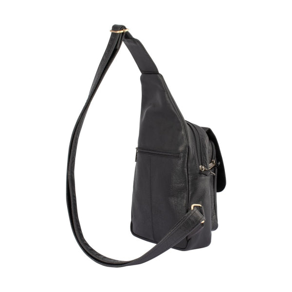 Franco Bonini - 23-0010 Leather sling backpack - Black-2