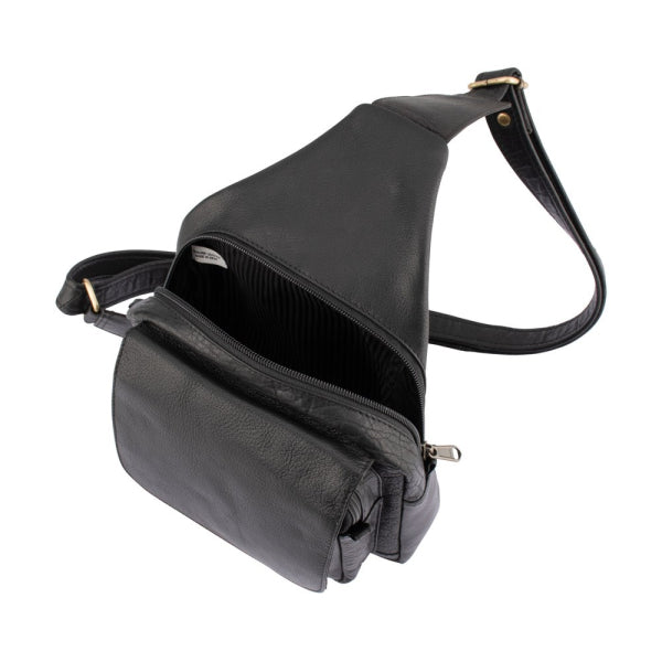 Franco Bonini - 23-0010 Leather sling backpack - Black-3
